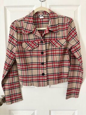 Rave 4 Real Vintage Plaid Cropped Shirt Jacket Indie Grunge Y2K Size M
